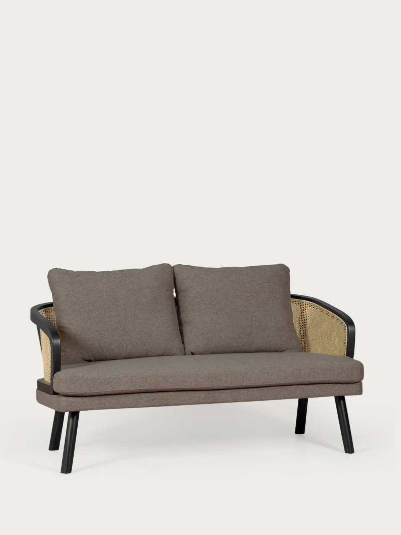 Canapea retro vintage din rattan natural și pernă din bumbac - Leeds NEST DREAM - 1
