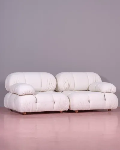 Dwuczęściowa sofa modułowa tapicerowana bouclé | Darmowa dostawa