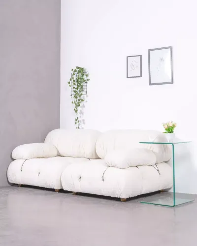 2-teiliges modulares Sofa mit Bouclé-Polsterung | Kostenloser Versand