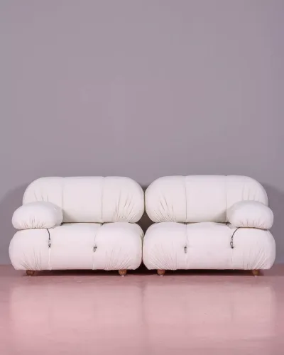 Dwuczęściowa sofa modułowa tapicerowana bouclé | Darmowa dostawa