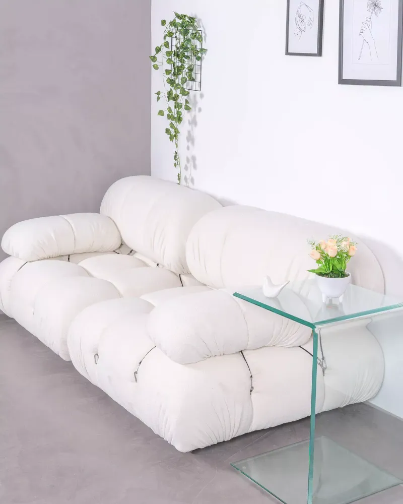 2-teiliges modulares Sofa mit Bouclé-Polsterung | Kostenloser Versand