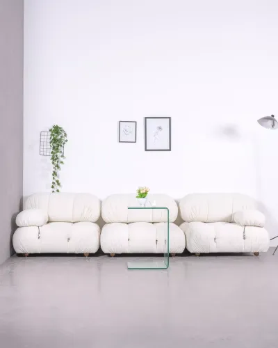 Sofa modułowa 3-częściowa tapicerowana bouclé | Darmowa dostawa