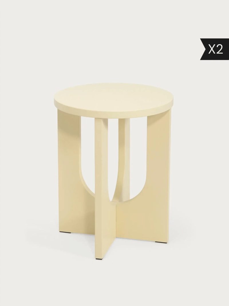 Pack de 2 Mesa auxiliar de madera (40cmØ) - Flop x2