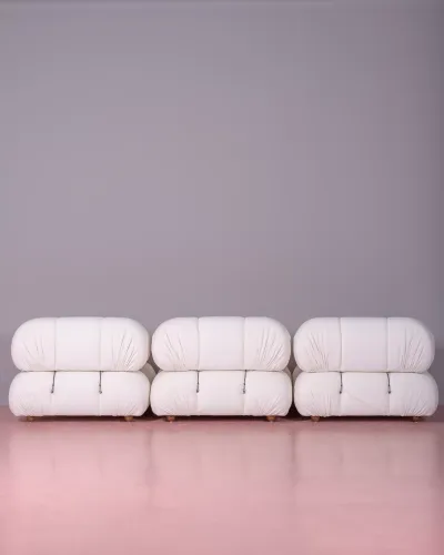 3-teiliges modulares Sofa mit Bouclé-Polsterung | Kostenloser Versand