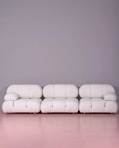 3-teiliges modulares Sofa mit Bouclé-Polsterung | Kostenloser Versand