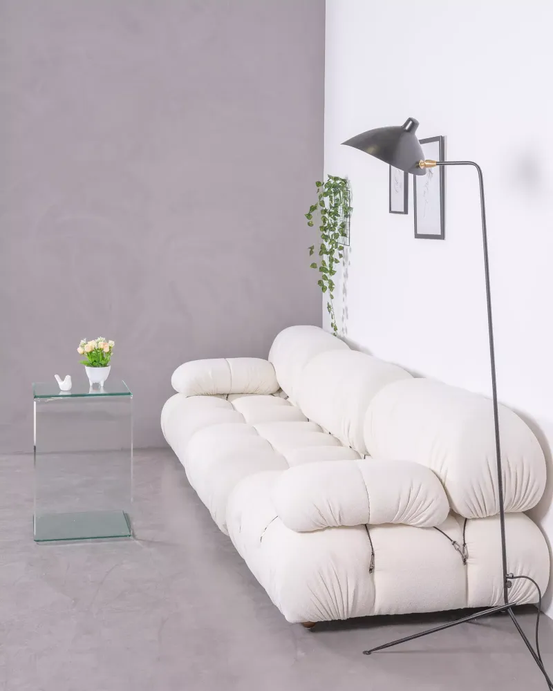 3-teiliges modulares Sofa mit Bouclé-Polsterung | Kostenloser Versand