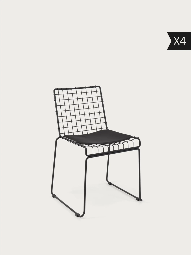 Pack de 4 Silla de comedor industrial de acero para exterior e interior - Phuket x4