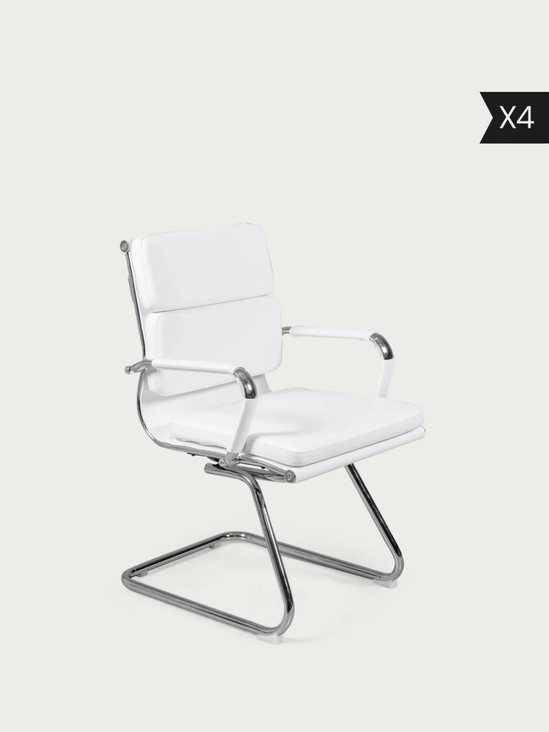 Pack de 4 Silla de oficina fija con respaldo bajo y acabado tapizado - Alu S x4