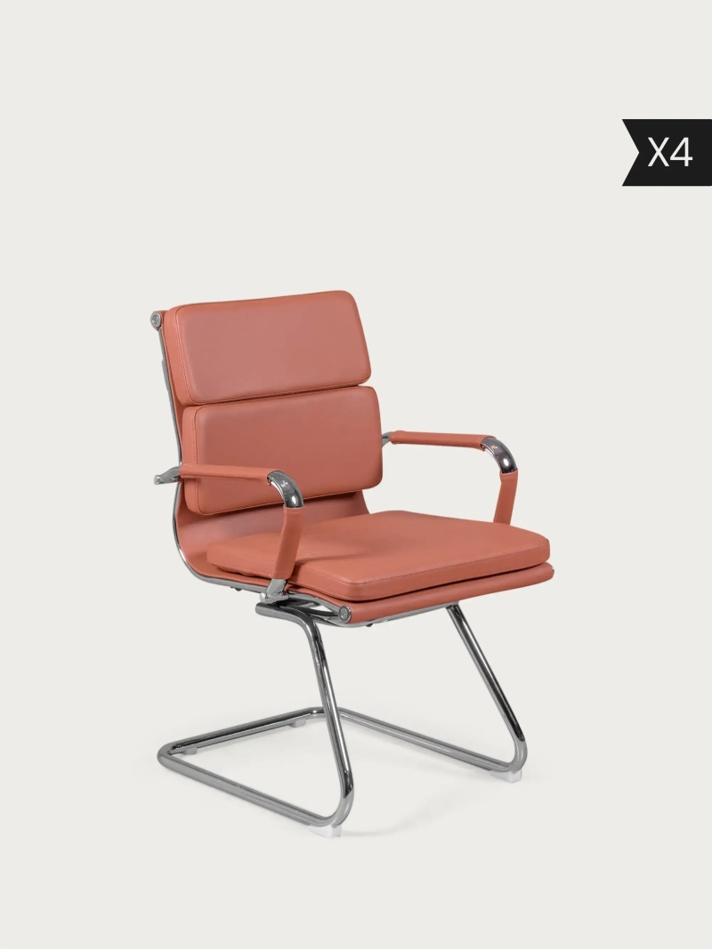 Lot de 4 Chaise de bureau fixe avec dossier bas et finition tapissée - Alu S x4