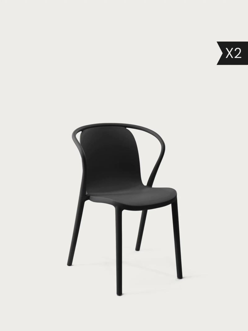 Lot de 2 chaises de salle à manger empilables, adaptées au jardin - Pierre x2 NEST DREAM - 76