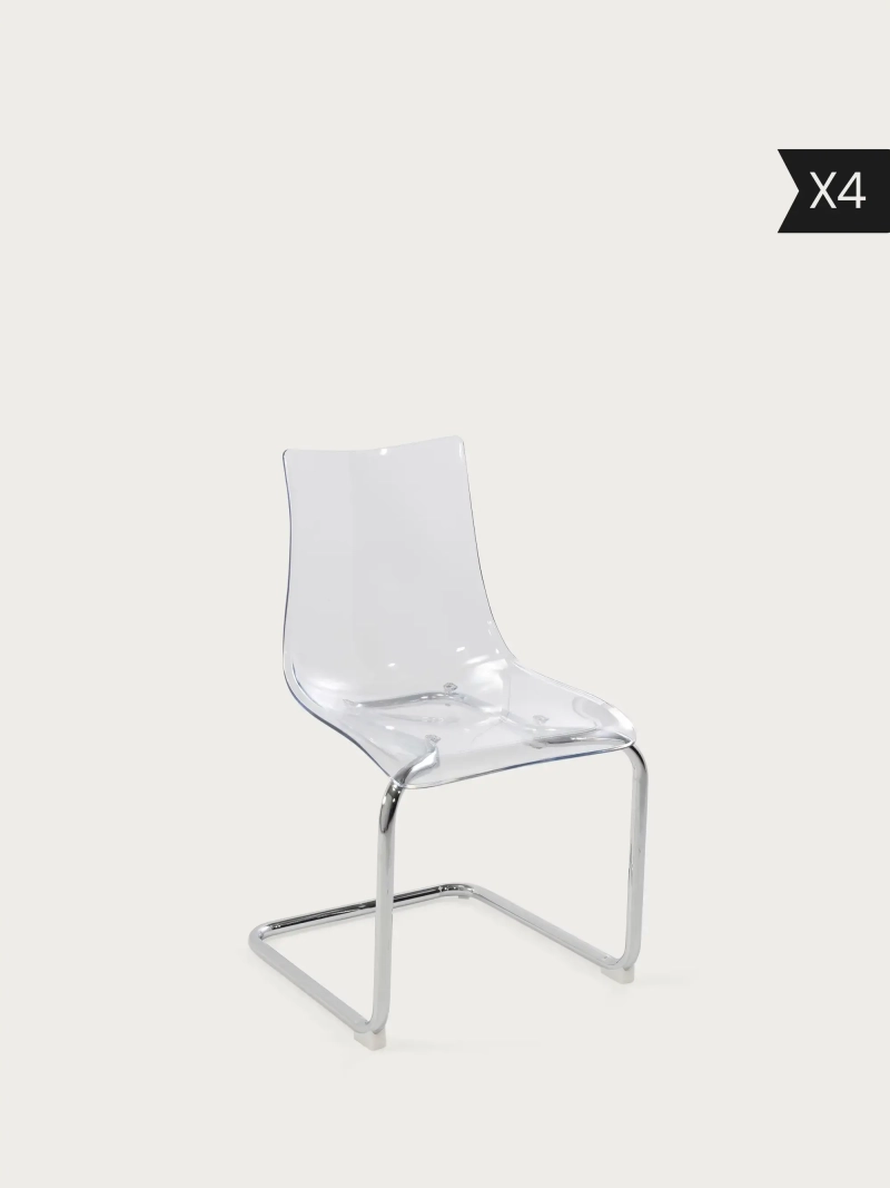 Sada 4 ks Designová židle s průhledným sedákem - Dresden x4