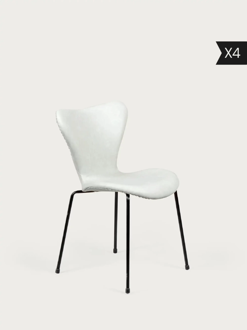 Pack de 4 Silla vintage tapizada en polipiel desgastado - Seven x4