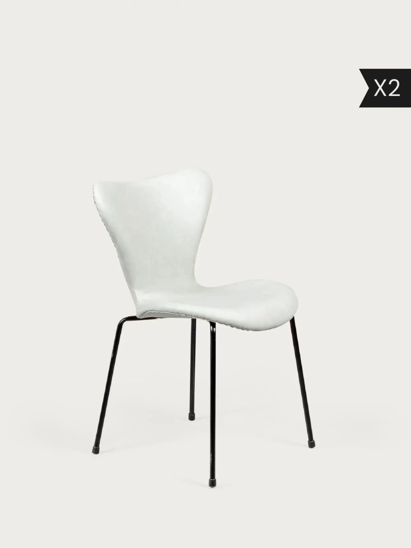 2-pak Vintage stol betrukket med slidt kunstlæder - Seven x2