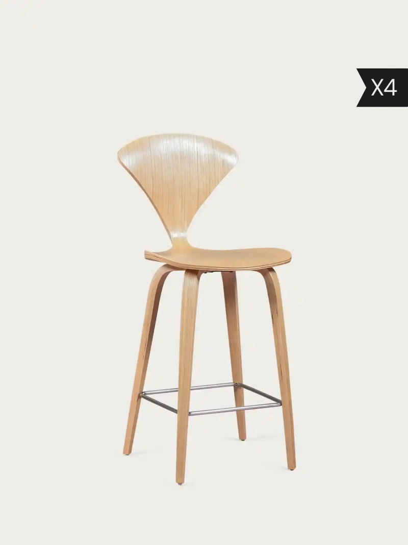 4 kpl Skandinaavinen kaareva puinen keittiöjakkara (65cm) - Cherner x4