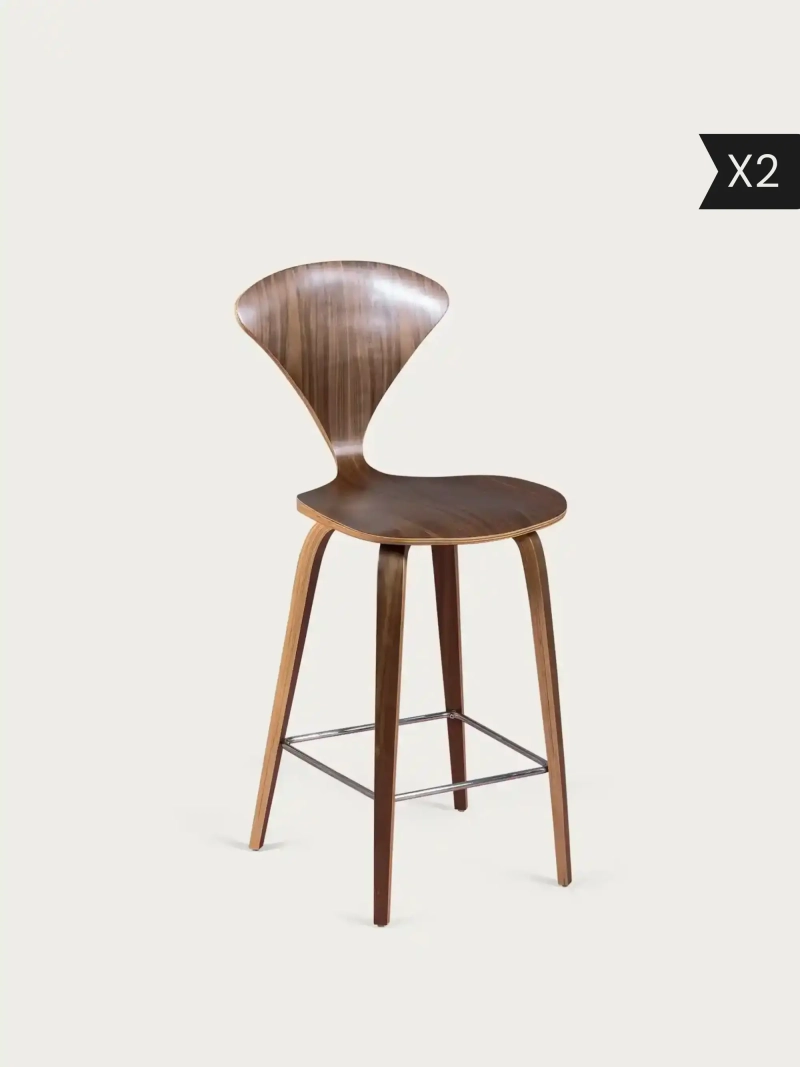 2-pak Sæt med 2 skandinaviske, buede køkkenstole i træ (65 cm) – Cherner x2 NEST DREAM - 30