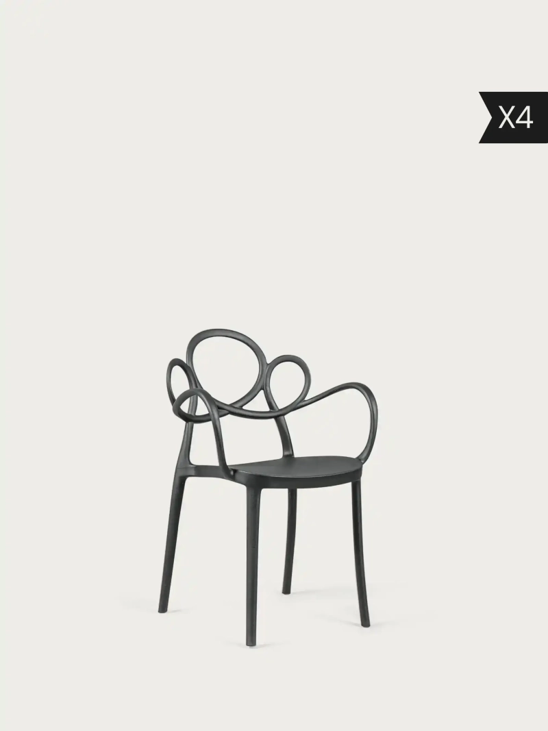 Lot de 4 Chaise design avec accoudoirs adaptée à une utilisation en extérieur - Dream x4