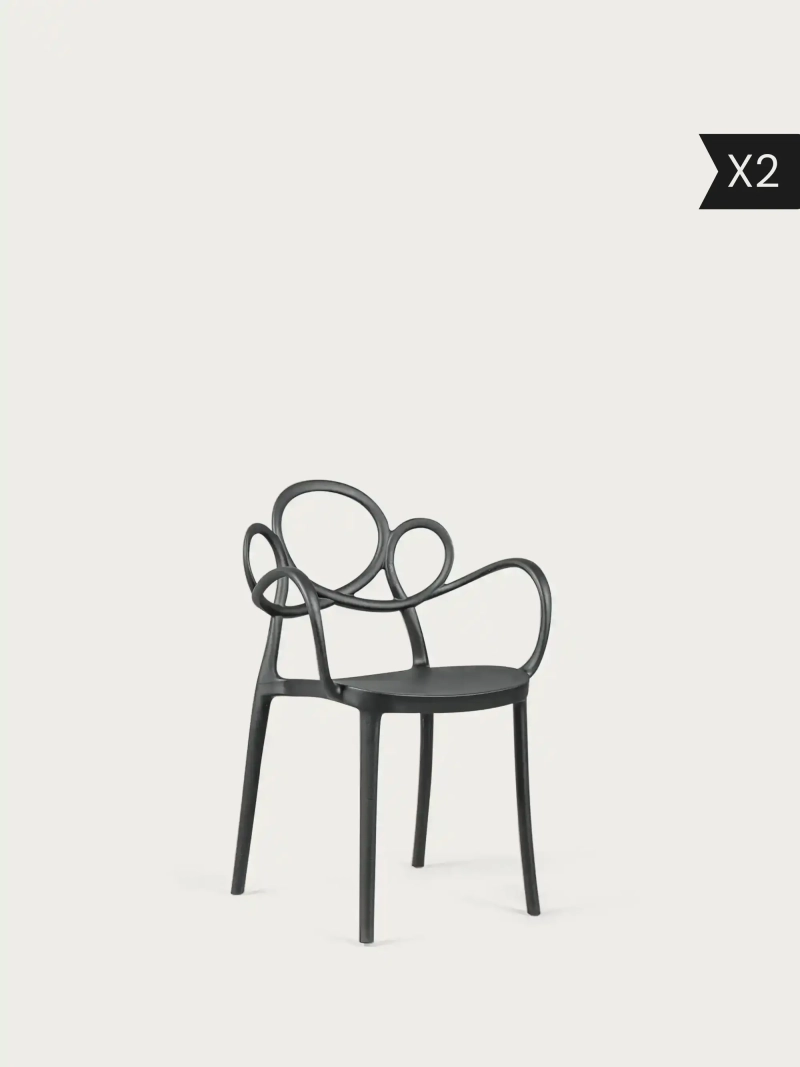 2-pak Designstol med armlæn, der er velegnet til udendørs brug Dream x2