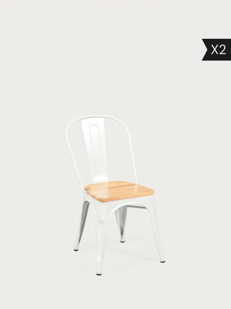2 db-os Fém szék szilfa ülőfelülettel - Bistro x2