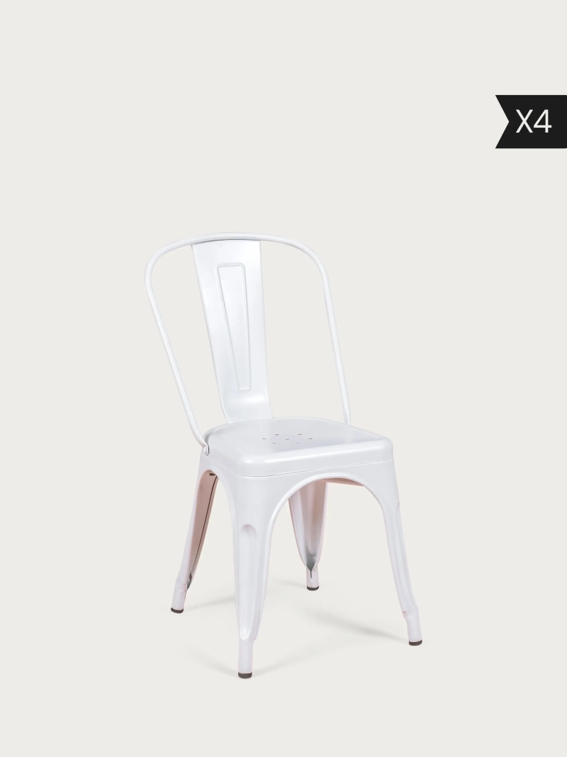 Set of 4 Stackable metal chair with a matt finish x4
