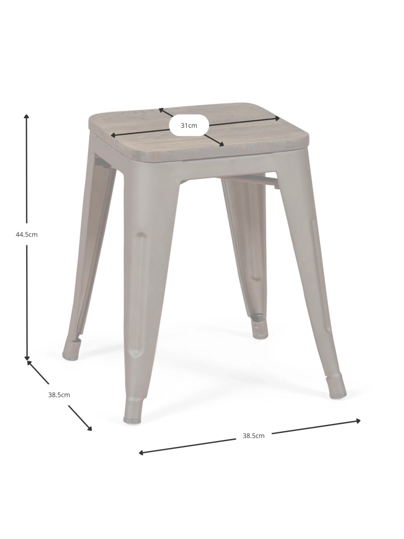 kruk industrieel verouderd staal bas met houten zitting (45cm) - Bistro NEST DREAM - 1