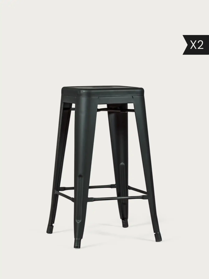 2-pak Stabelbar metalskammel (76 cm) - Bistro x2