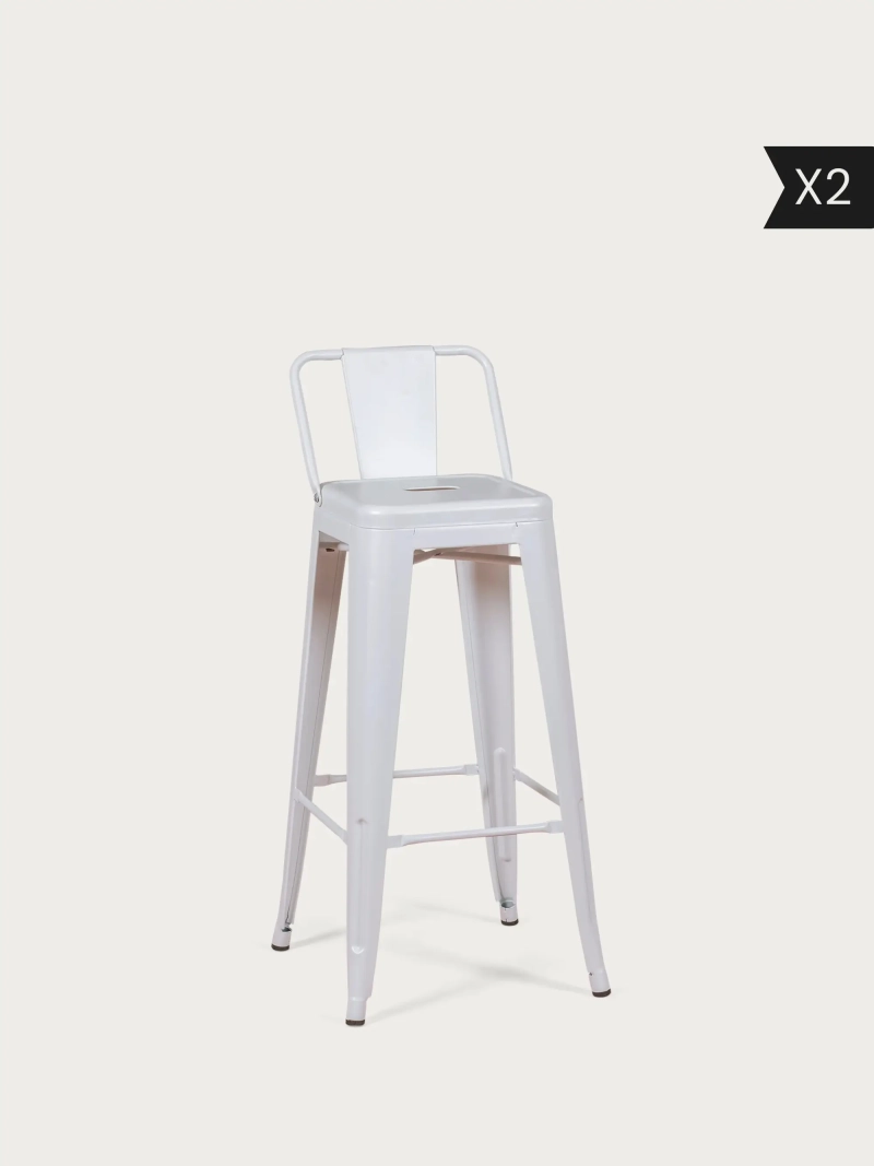 2-pak Barstol i metal med ryglæn (76 cm) - Bistro x2
