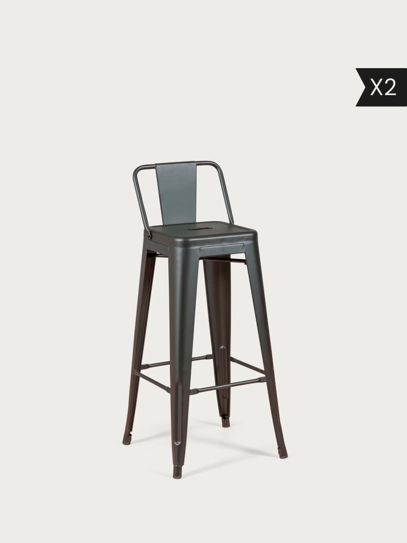 2-pak Barstol i metal med ryglæn (76 cm) - Bistro x2