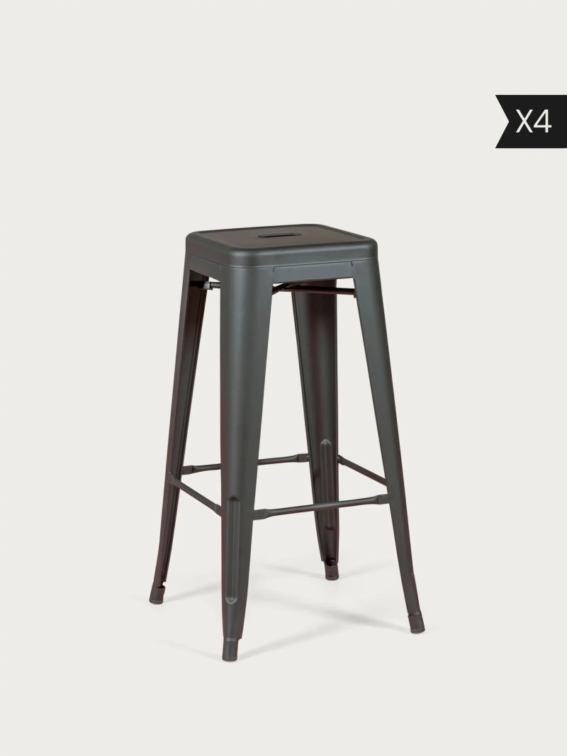4-pak Høj industriel skammel i modstandsdygtigt stål (76 cm) - Bistro x4