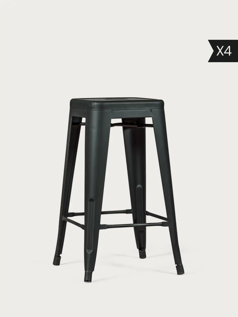 4-pak Stabelbar metalskammel (76 cm) - Bistro x4