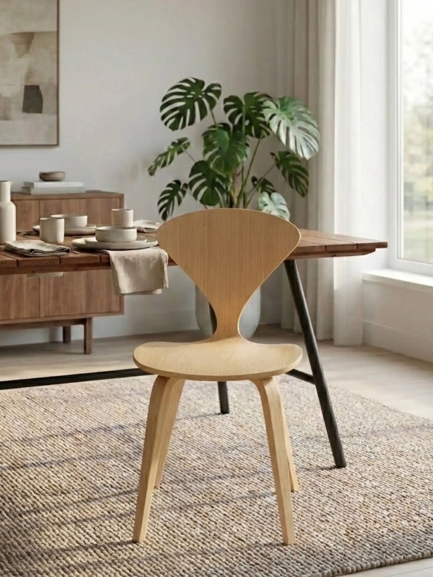Silla de comedor escandinava de madera natural - Cherner