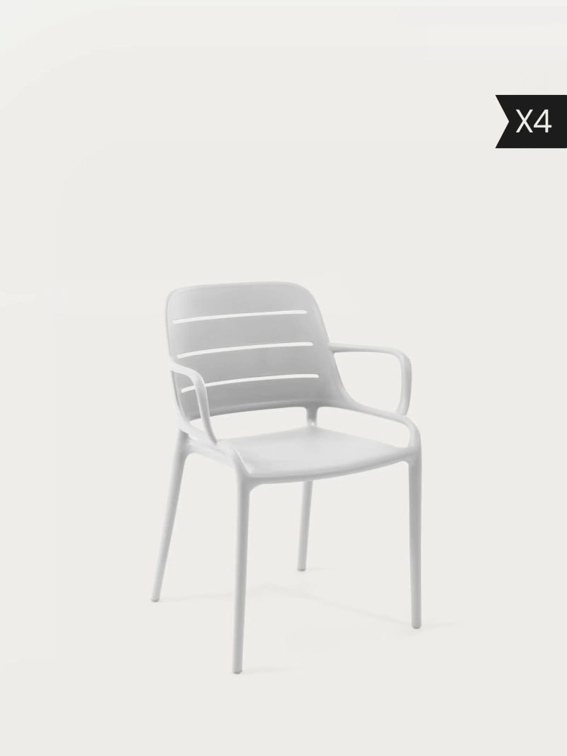 Set of 4 Plastic chair with armrests suitable for outdoor use - Sunset x4