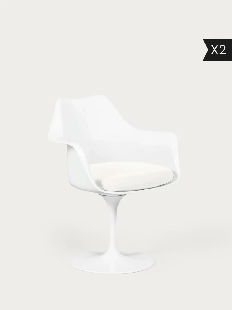 Set of 2 Swivel chair with armrests and cushion - Lotus x2