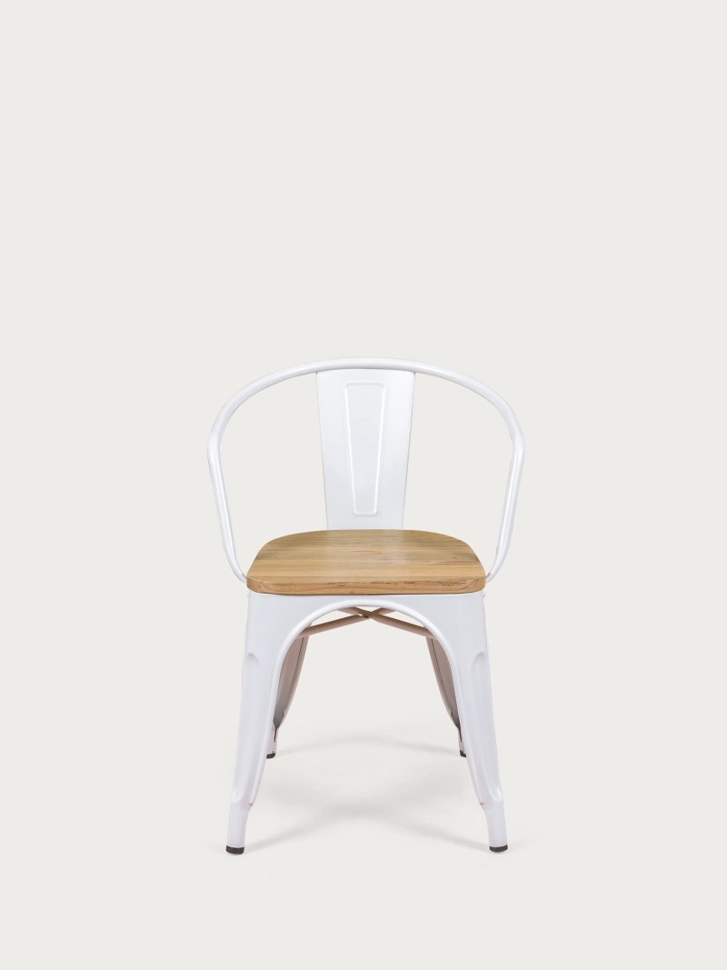 Silla industrial con brazos y asiento de madera de olmo - Bistro NEST DREAM - 1