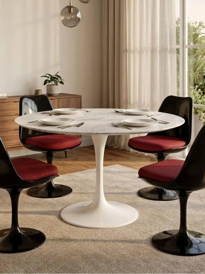 Round Bord i Carrara-marmor, 100 cm | Dining Lotus