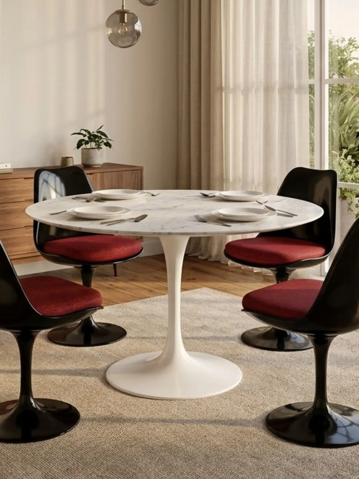 Round Stůl z carrarského mramoru, 100 cm | Jídelní stůl Lotus