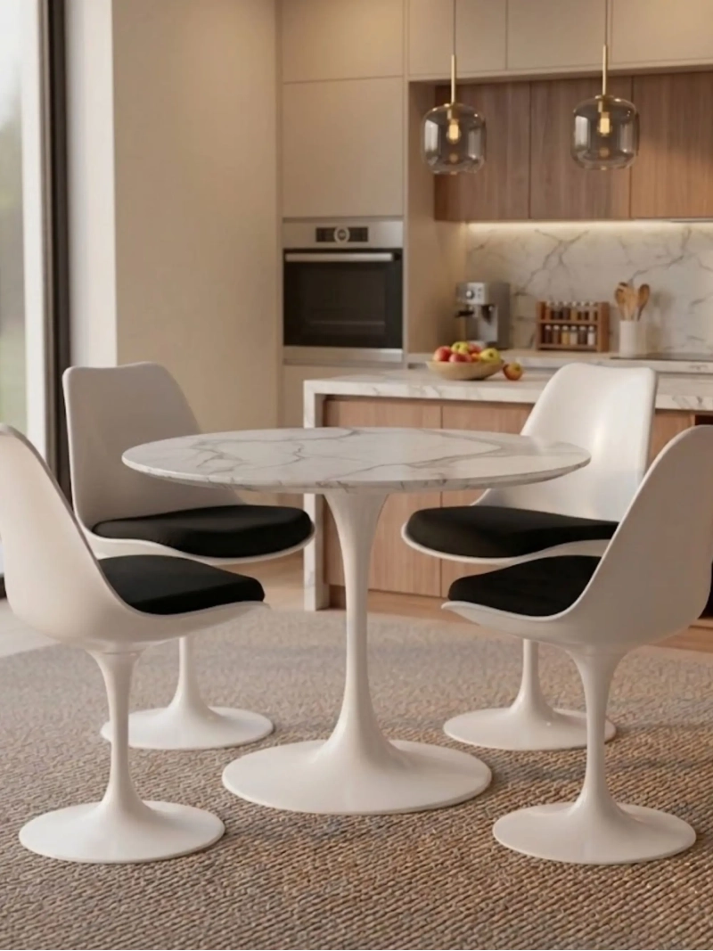Round Carrara-marmoripöytä 80 cm – Dining Lotus