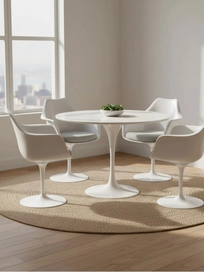 High-end designer round dining table in MDF (100cm) - Dining Lotus NEST DREAM - 8
