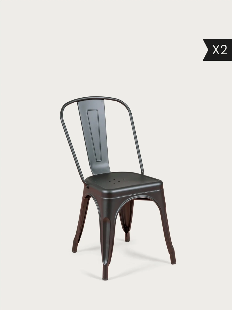 Set of 2 Stackable metal chair with a matt finish - Bistro x2 NEST DREAM - 14