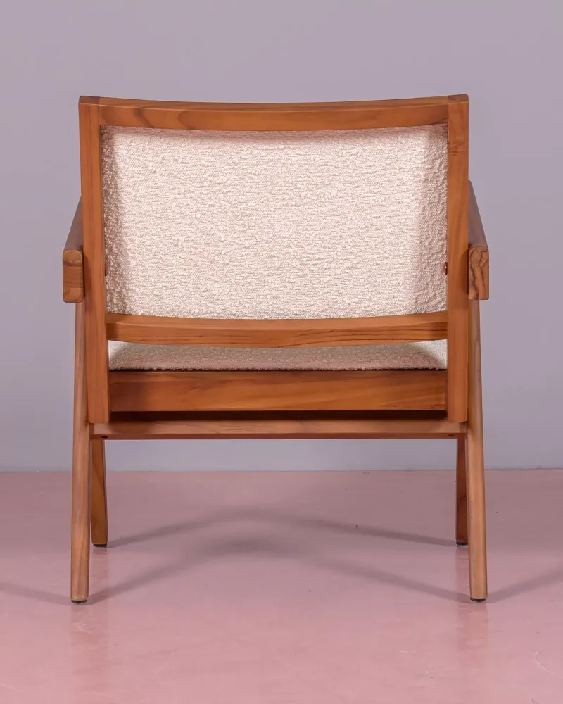 Fauteuil classique avec accoudoirs en tissu bouclé | Livraison gratuite