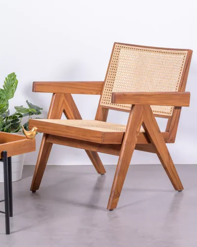 Fauteuil classique avec accoudoirs en bois de teck | Livraison gratuite