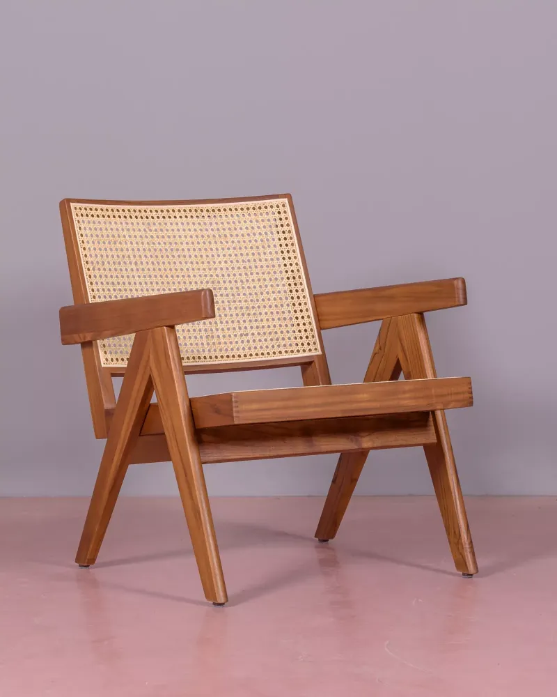 Fauteuil classique avec accoudoirs en bois de teck | Livraison gratuite