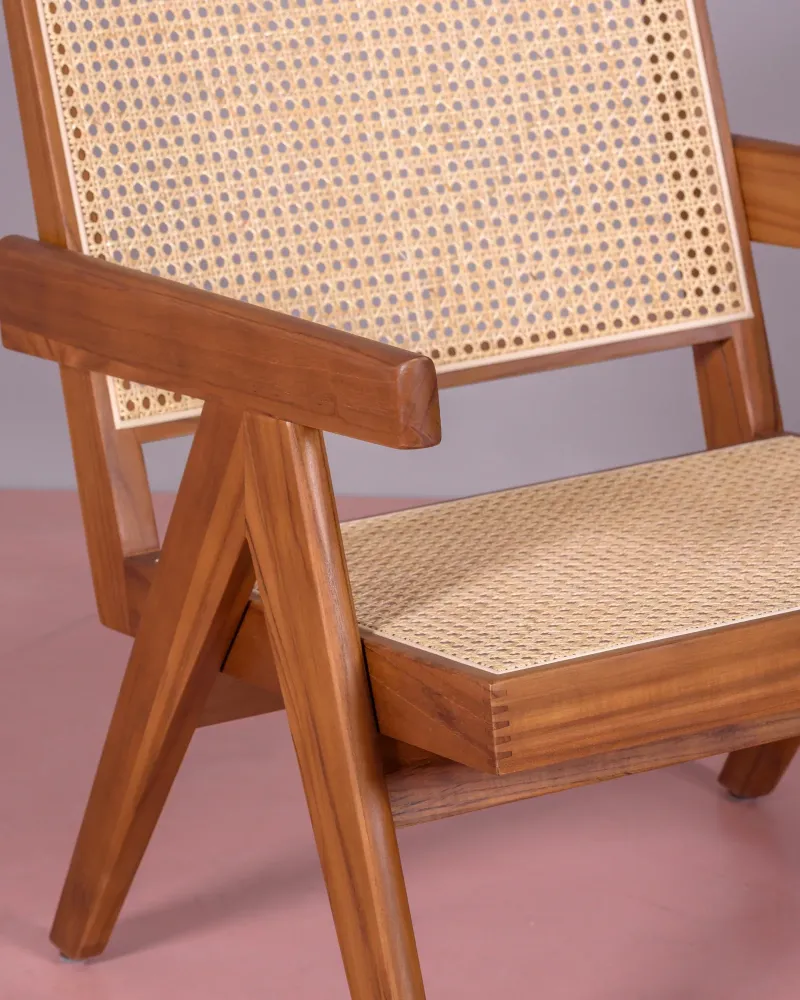 Fauteuil classique avec accoudoirs en bois de teck | Livraison gratuite