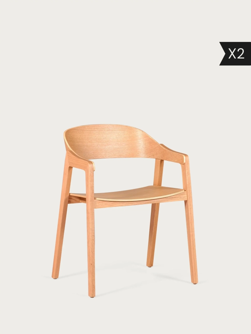 Pack de 2 Silla de comedor escandinava en madera de roble - Soho x2 NEST DREAM - 1