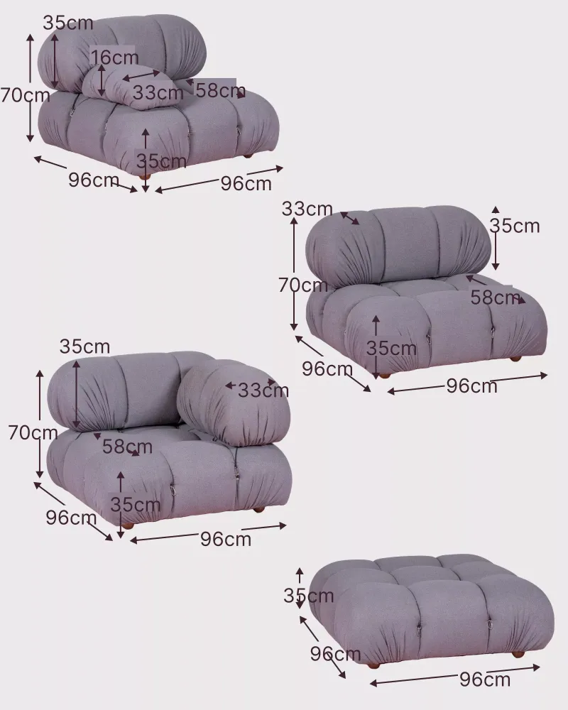 5-delige U-vormige modulaire hoekbank | Nest Dream