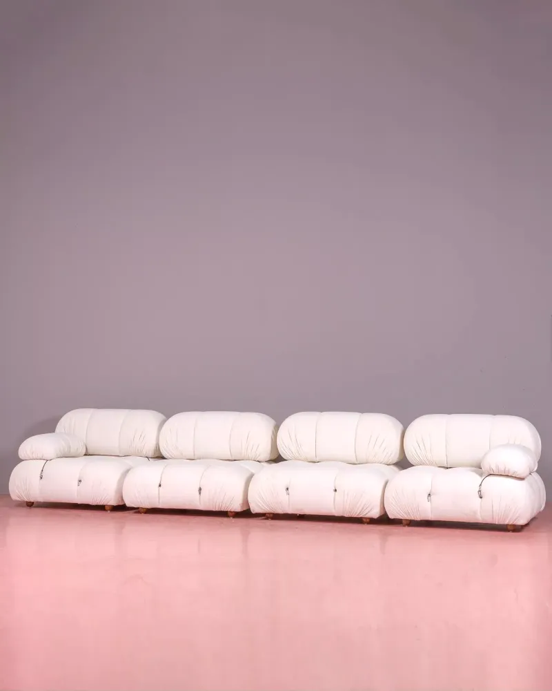 4-teiliges modulares Sofa mit Bouclé-Polsterung | Kostenloser Versand