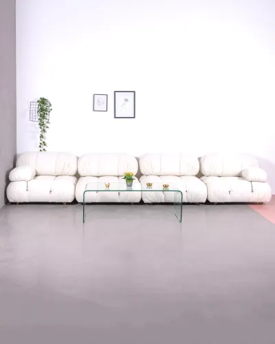 Sofa modułowa 4-częściowa tapicerowana bouclé | Darmowa dostawa