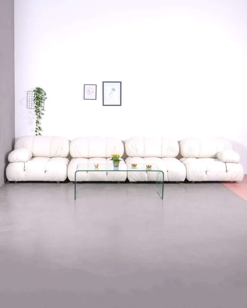 Sofa modułowa 4-częściowa tapicerowana bouclé | Darmowa dostawa