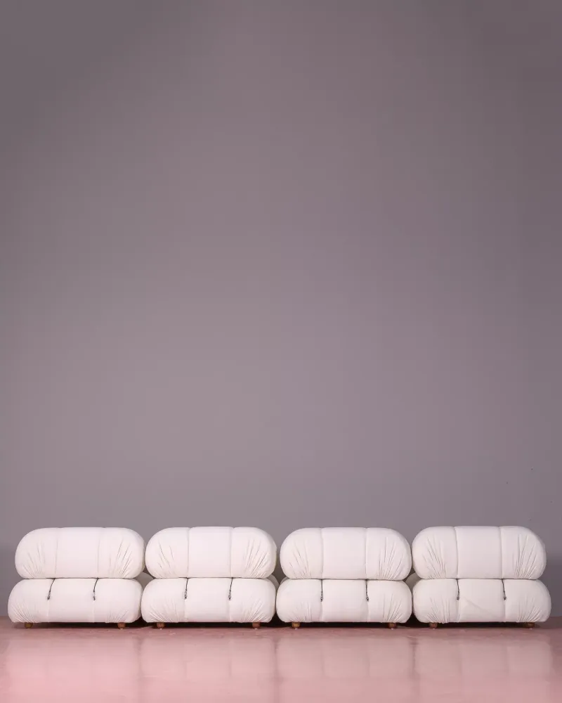 Sofá modular de 4 peças estofado em bouclé | Frete grátis