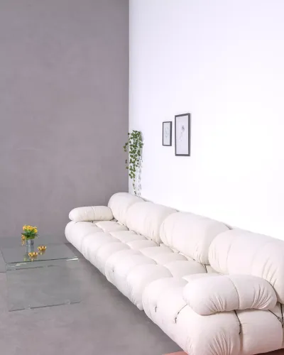 4-teiliges modulares Sofa mit Bouclé-Polsterung | Kostenloser Versand