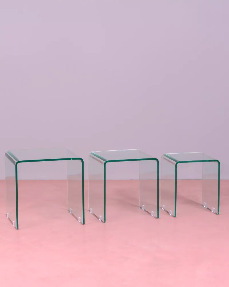 Ensemble de tables d'appoint | Tables basses en verre | 5 ans de garantie